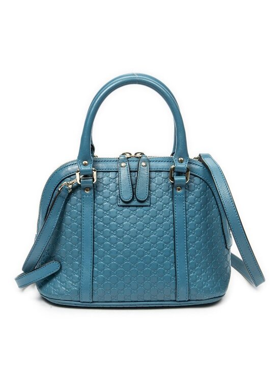 Gucci Handbags - Gucci Mini Dome Tote Teal Micro Guccissima Leather